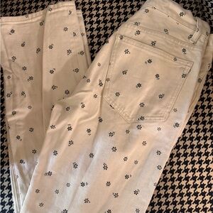Madewell Cream Floral Straight Leg Jeans
